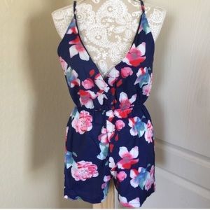 Blue Floral Romper